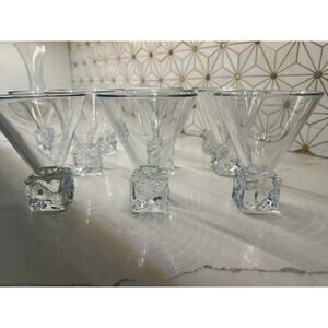 Vintage Martini Glasses Set of 10 – Ice Cube Base – Mid-Century Modern Barware